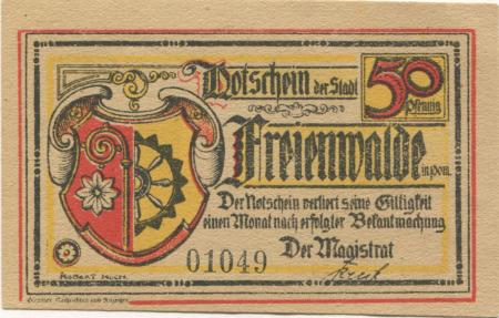 Freienwalde (heute: PL-Chociwel) - Stadt - -- - 50 Pfennig 