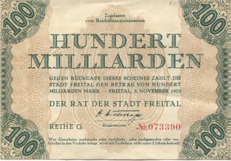 Freital - Stadt - 3.11.1923 - 100 Milliarden Mark 