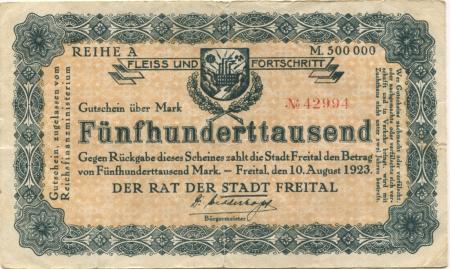 Freital - Stadt - 10.8.1923 - 500000 Mark 