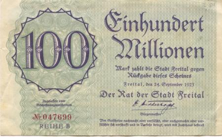 Freital - Stadt - 24.9.1923 - 100 Millionen Mark 