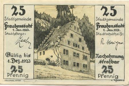 Freudenstadt - Stadt - 1.1.1922 - 25 Pfennig 