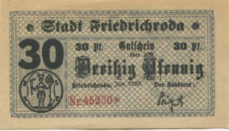Friedrichroda - Stadt - Januar 1920 - 30 Pfennig 