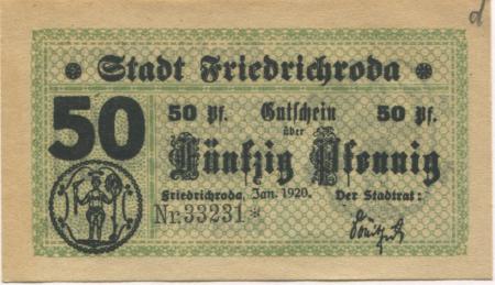 Friedrichroda - Stadt - Januar 1920 - 50 Pfennig 