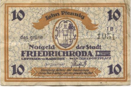 Friedrichroda - Stadt - -- - 10 Pfennig 