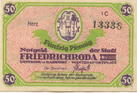 Friedrichroda - Stadt - -- - 50 Pfennig 