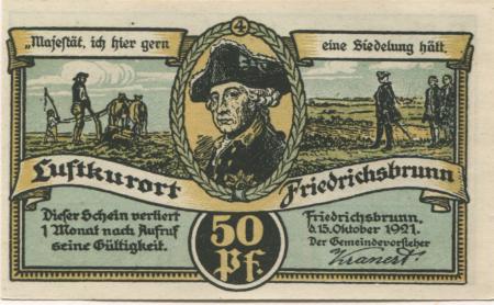 Friedrichsbrunn (heute: Thale) - Gemeinde - 15.10.1921 - 50 Pfennig 