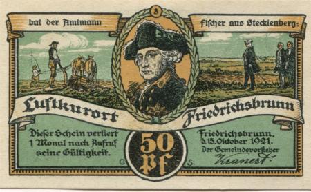 Friedrichsbrunn (heute: Thale) - Gemeinde - 15.10.1921 - 50 Pfennig 