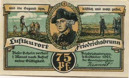Friedrichsbrunn (heute: Thale) - Gemeinde - 15.10.1921 - 75 Pfennig 