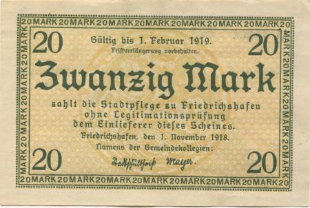 Friedrichshafen - Stadt - 1.11.1918 - 1.2.1919 - 20 Mark 