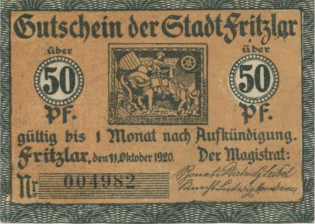 Fritzlar - Stadt - 11.10.1920 - 50 Pfennig 