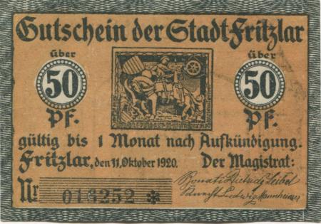 Fritzlar - Stadt - 11.10.1920 - 50 Pfennig 