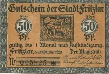 Fritzlar - Stadt - 11.10.1920 - 50 Pfennig 