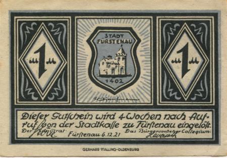 Fürstenau - Stadt - 6.12.1921 - 1 Mark 