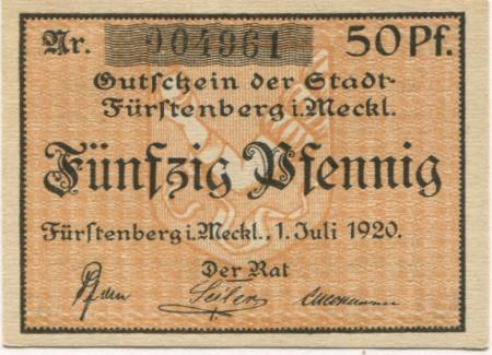 Fürstenberg - Stadt - 1.7.1920 - 50 Pfennig 