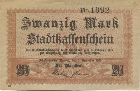 Fürstenwalde - Stadt - 3.12.1918 - 1.2.1919 - 20 Mark 