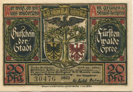Fürstenwalde - Stadt - 1921 - 25 Pfennig 