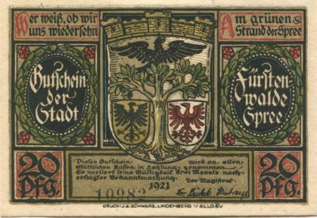 Fürstenwalde - Stadt - 1921 - 20 Pfennig 
