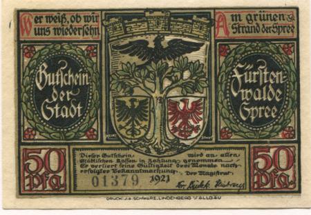 Fürstenwalde - Stadt - 1921 - 50 Pfennig 