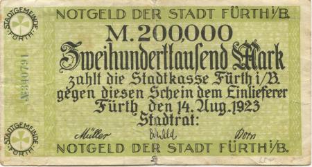 Fürth - Stadt - 14.8.1923 - 200000 Mark 
