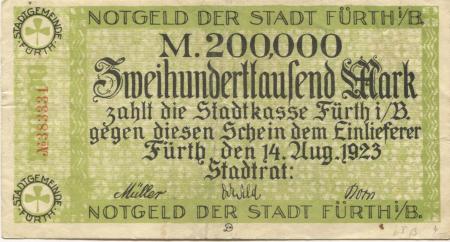 Fürth - Stadt - 14.8.1923 - 200000 Mark 