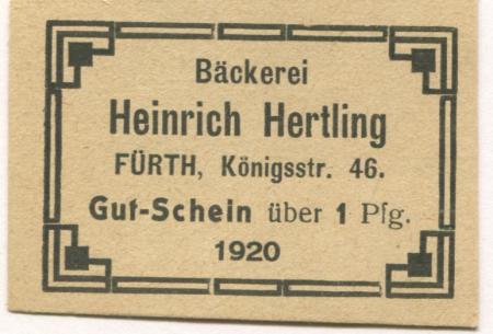 Fürth - Hertling, Heinrich, Königstr. 48 - 1920 - 1 Pfennig 