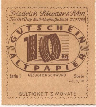 Fürth - Schoder, Friedrich, & Sohn, Mathildenstr. 36-38 - -- - 10 kg 