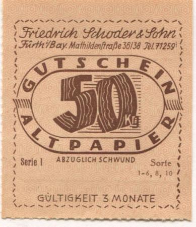 Fürth - Schoder, Friedrich, & Sohn, Mathildenstr. 36-38 - -- - 50 kg 