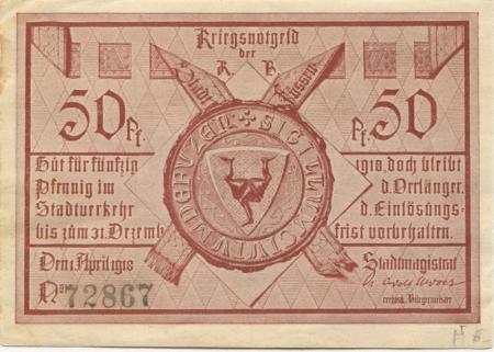 Füssen - Stadt - 1.4.1918 - 31.12.1918 - 50 Pfennig 