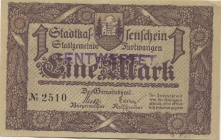 Furtwangen - Stadt - 1.12.1918 - 1 Mark 