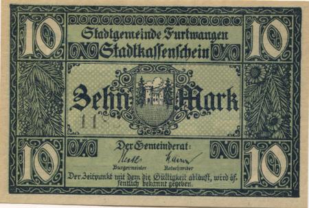 Furtwangen - Stadt - 1.12.1918 - 10 Mark 