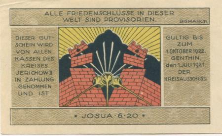 Genthin - Kreis Jerichow II - 1.7.1921 - 1.10.1922 - 2 Mark 