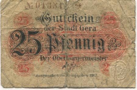 Gera - Stadt - 1917 - 25 Pfennig 