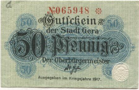 Gera - Stadt - 1917 - 50 Pfennig 