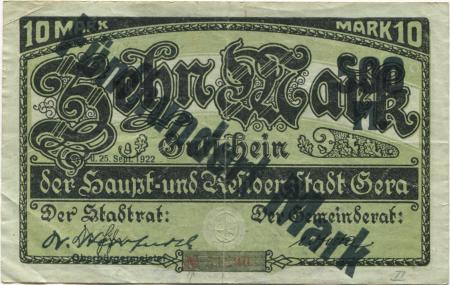 Gera - Stadt - 25.9.1922 - 8.11.1922 - 500 Mark 