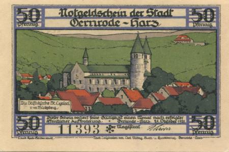 Gernrode (heute: Quedlinburg) - Stadt - 21.10.1921 - 50 Pfennig 