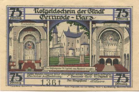 Gernrode (heute: Quedlinburg) - Stadt - 21.10.1921 - 75 Pfennig 