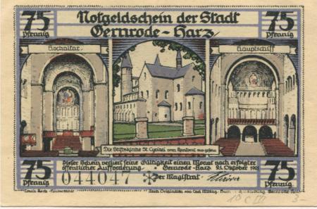 Gernrode (heute: Quedlinburg) - Stadt - 21.10.1921 - 75 Pfennig 