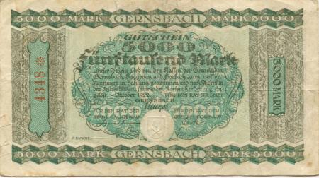 Gernsbach - Stadt - Oktober 1922 - 5000 Mark 