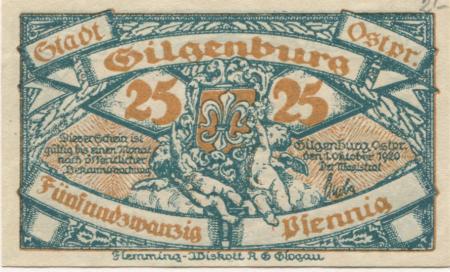 Gilgenburg (heute: PL-Dabrowno) - 1.10.1920 - 25 Pfennig 