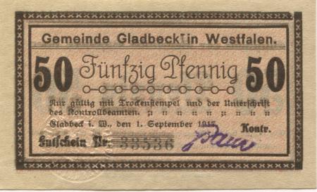 Gladbeck - Gemeinde - 1.9.1917 - 50 Pfennig 
