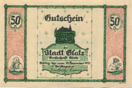 Glatz (heute: PL-Klodzko) - Stadt - - 31.12.1921 - 50 Pfennig 