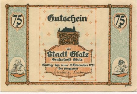 Glatz (heute: PL-Klodzko) - Stadt - - 31.12.1921 - 75 Pfennig 