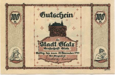 Glatz (heute: PL-Klodzko) - Stadt - - 31.12.1921 - 100 Pfennig 