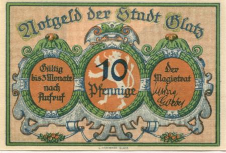 Glatz (heute: PL-Klodzko) - Stadt - -- - 10 Pfennig 
