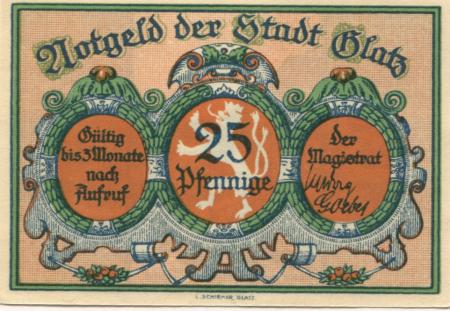 Glatz (heute: PL-Klodzko) - Stadt - -- - 25 Pfennig 