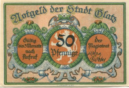 Glatz (heute: PL-Klodzko) - Stadt - -- - 50 Pfennig 