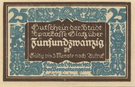 Glatz (heute: PL-Klodzko) - Stadt-Sparkasse - 6.10.1921 - 25 Pfennig 