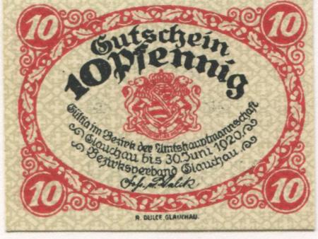 Glauchau - Amtshauptmannschaft - 1919 - 31.12.1920 - 10 Pfennig 