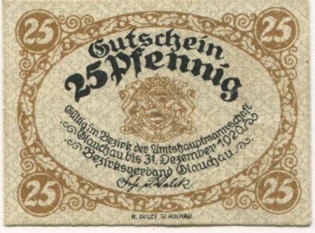 Glauchau - Amtshauptmannschaft - 1920 - 31.12.1920 - 25 Pfennig 