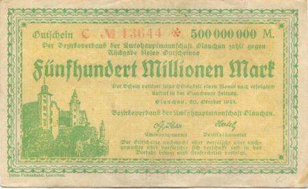 Glauchau - Amtshauptmannschaft - 20.10.1923 - 500 Millionen Mark 
